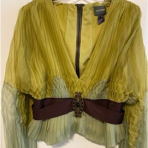 Zac Posen Blouse, 100% silk, made in USA! Lined, shade of green. Size 10.